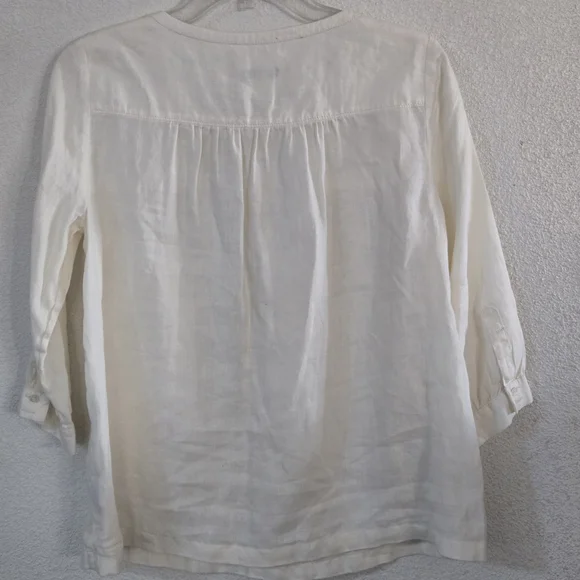 J. Crew Cream Blouse for Women,100% Linen - Picture 3 of 7